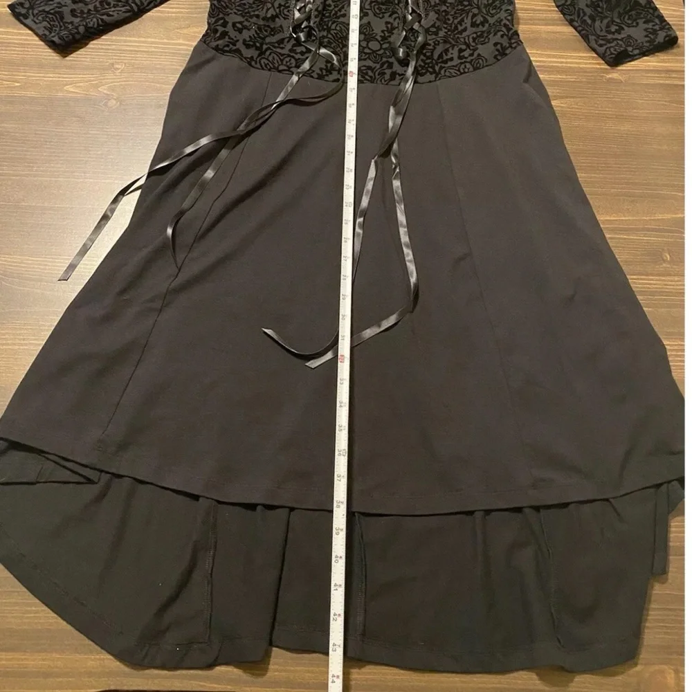 Tripp NYC Dress Mini Corset Size 2X Velvet Black Goth Flowers Daang Goodman - Picture 6 of 7